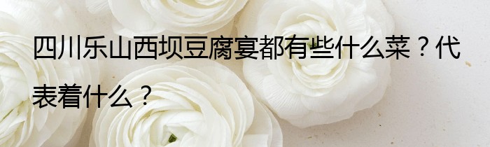 四川乐山西坝豆腐宴都有些什么菜？代表着什么？