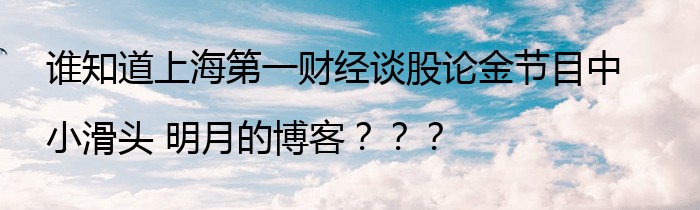 谁知道上海第一财经谈股论金节目中 小滑头 明月的博客？？？