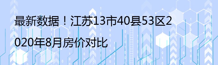 最新数据！江苏13市40县53区2020年8月房价对比