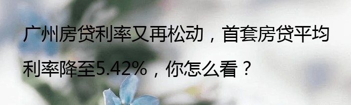 广州房贷利率又再松动，首套房贷平均利率降至5.42%，你怎么看？