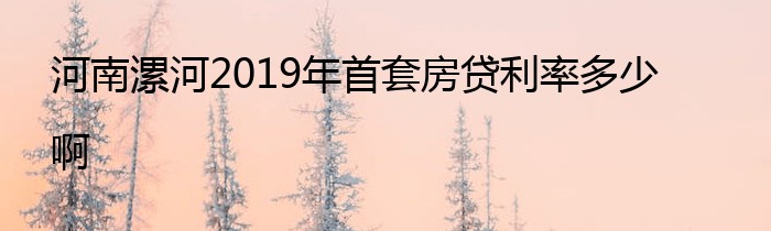河南漯河2019年首套房贷利率多少啊