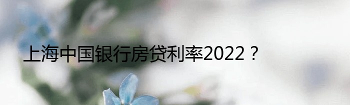 上海中国银行房贷利率2022？
