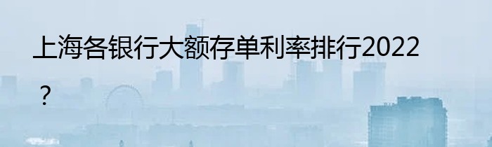 上海各银行大额存单利率排行2022？