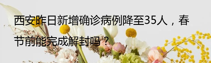 西安昨日新增确诊病例降至35人，春节前能完成解封吗？
