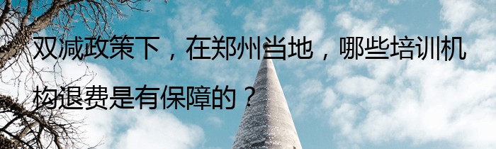 双减政策下，在郑州当地，哪些培训机构退费是有保障的？