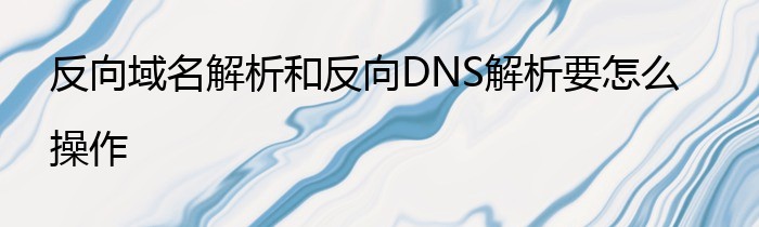 反向域名解析和反向DNS解析要怎么操作