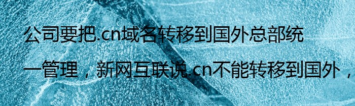 公司要把.cn域名转移到国外总部统一管理，新网互联说.cn不能转移到国外，CNNIC说可以，信谁？