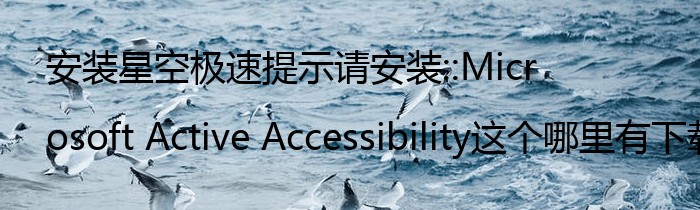 安装星空极速提示请安装::Microsoft Active Accessibility这个哪里有下载？怎么安装啊？