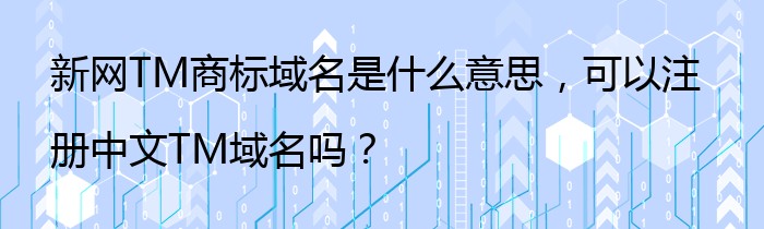 新网TM商标域名是什么意思，可以注册中文TM域名吗？