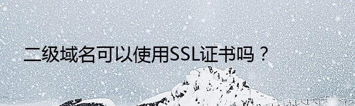 二级域名可以使用SSL证书吗？