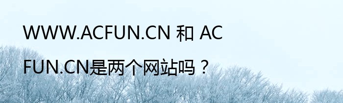 WWW.ACFUN.CN 和 ACFUN.CN是两个网站吗？