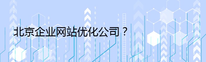 北京企业网站优化公司？