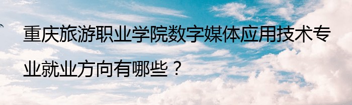 重庆旅游职业学院数字媒体应用技术专业就业方向有哪些？