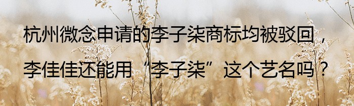 杭州微念申请的李子柒商标均被驳回，李佳佳还能用“李子柒”这个艺名吗？