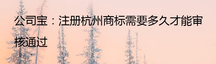 公司宝：注册杭州商标需要多久才能审核通过