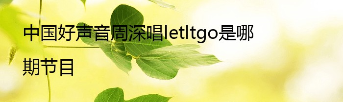 中国好声音周深唱letltgo是哪期节目