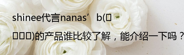 shinee代言nanas’b(나나스비)的产品谁比较了解，能介绍一下吗？