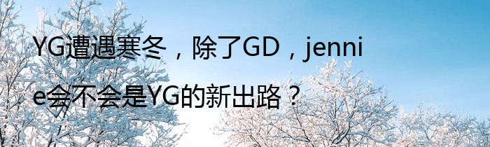 YG遭遇寒冬，除了GD，jennie会不会是YG的新出路？