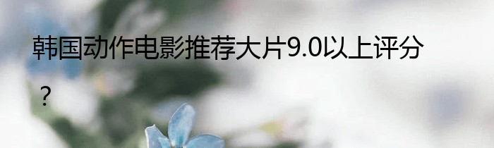 韩国动作电影推荐大片9.0以上评分？