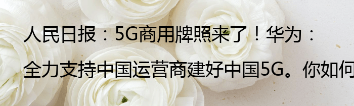 人民日报：5G商用牌照来了！华为：全力支持中国运营商建好中国5G。你如何看待？