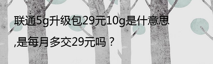 联通5g升级包29元10g是什意思,是每月多交29元吗？