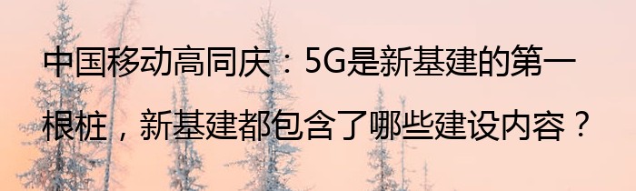 中国移动高同庆：5G是新基建的第一根桩，新基建都包含了哪些建设内容？